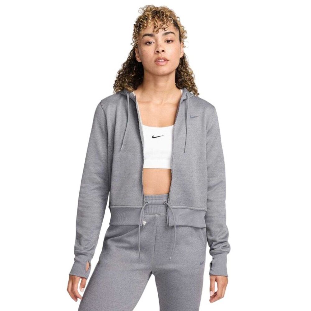 Nike Womens/Ladies Logo Full Zip Hoodie / Carbon Heather